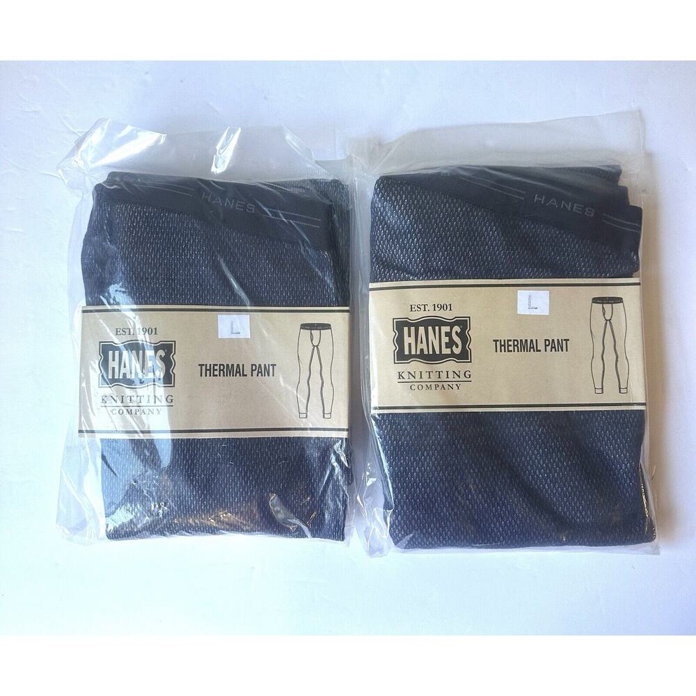 2 Packs Hanes Men's Waffle Knit Thermal Pants Style New Size L
